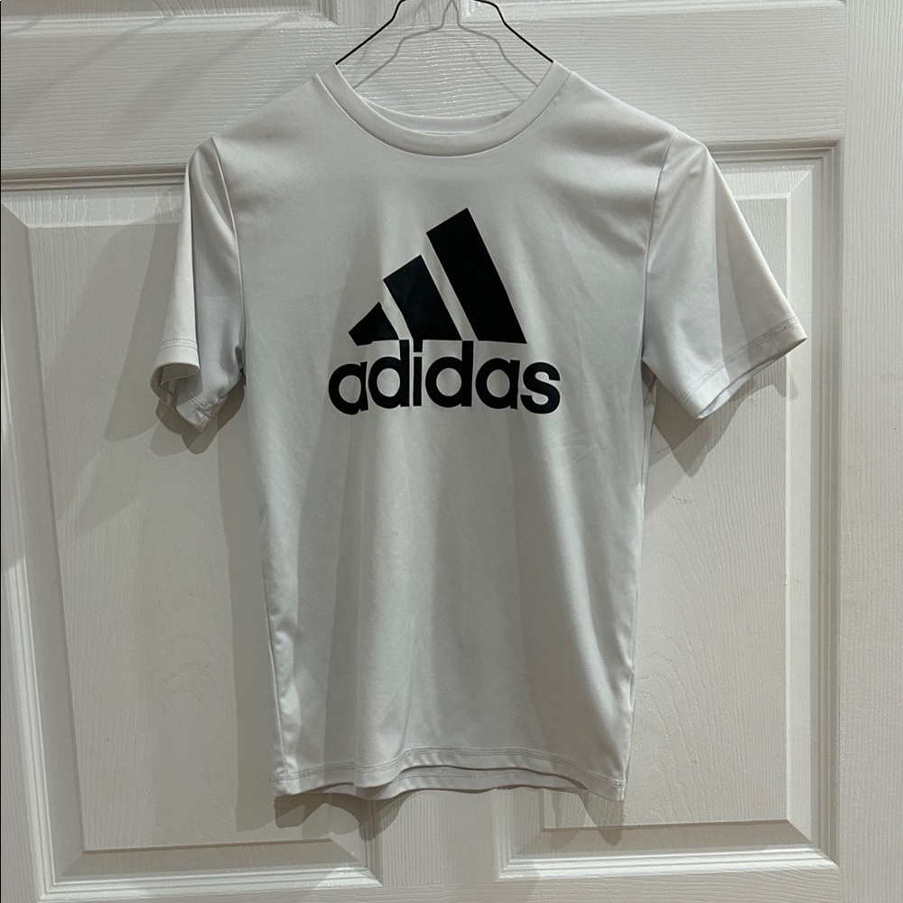 Adidas Kids White and Black Logo Tee